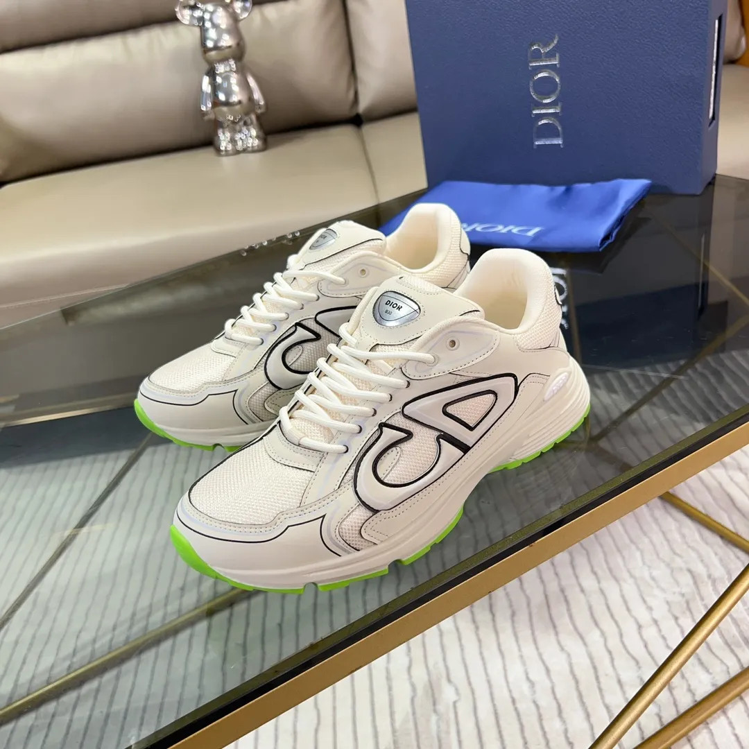 Men's Shoes💰P460💰【DIOR】Dior's new B30 low-top sneakers✅ are carefully made of gray mesh fabric and white technical fabric, decorated with reflective "CD30" graphic logo, and "DIO~B30" and "CD30" logos on the heel and tongue. An extra-light, sculpted rubber sole with signature accents adds style, while internal stretch details create ideal comfort. It can be matched with various casual styles to show a fashionable and modern sports style. Code number: 38-44 (45 can be customized)